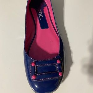 Blue and hot pink Taryn Rose ballet flats